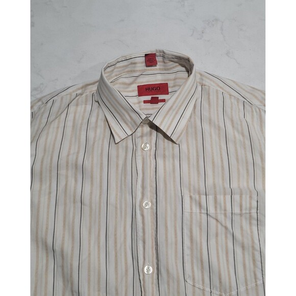 Hugo Boss Other - Hugo Boss Striped Dress Shirt Men's Slim Line Size XL White Striped EUC